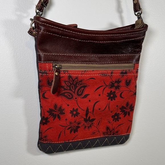 Myra Bag Red and Brown Floral Crossbody - Picture 2 of 6